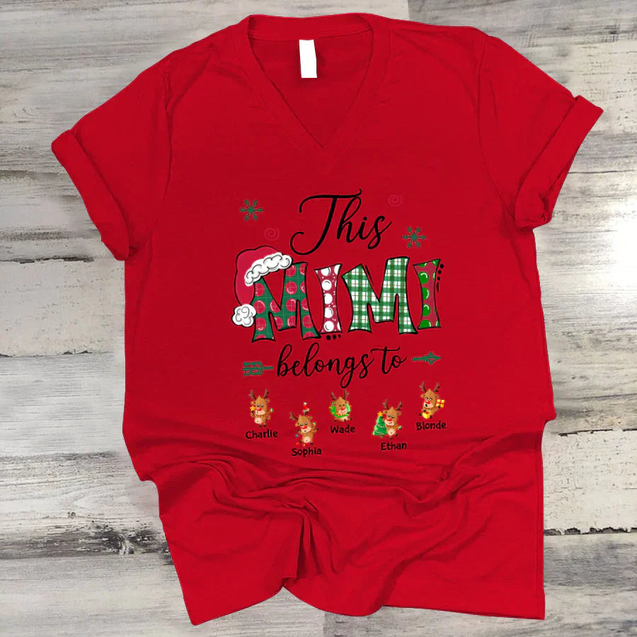 This Mimi Belongs to Christmas Reindeer V-Neck