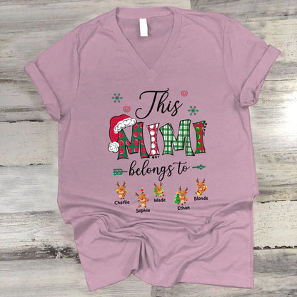 This Mimi Belongs to Christmas Reindeer V-Neck