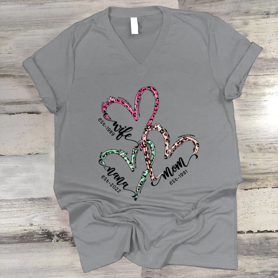 Wife Mom Grandma Heart VT2212001 V-Neck