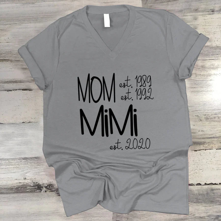 Custom Mom Grandma Est, Custom Mom Shirt, Grandma Shirt, Mom Mimi Aunt Shirt, New Grandma Shirt, Gift For Grandma Valentine's Day, Mother's Day VTN221125 V-Neck