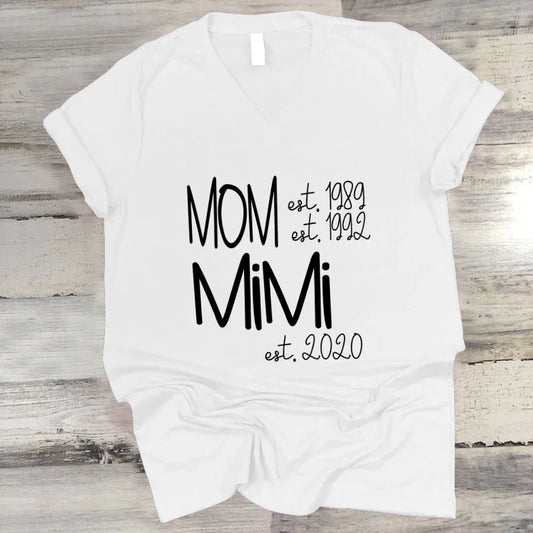 Custom Mom Grandma Est, Custom Mom Shirt, Grandma Shirt, Mom Mimi Aunt Shirt, New Grandma Shirt, Gift For Grandma Valentine's Day, Mother's Day VTN221125 V-Neck