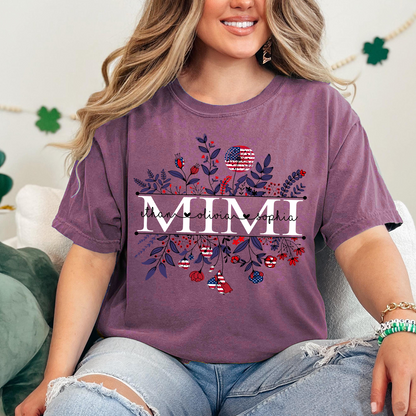 Comfort Colors® Mimi Wildflower Flag American And Grandkids Shirt Gift for Grandma