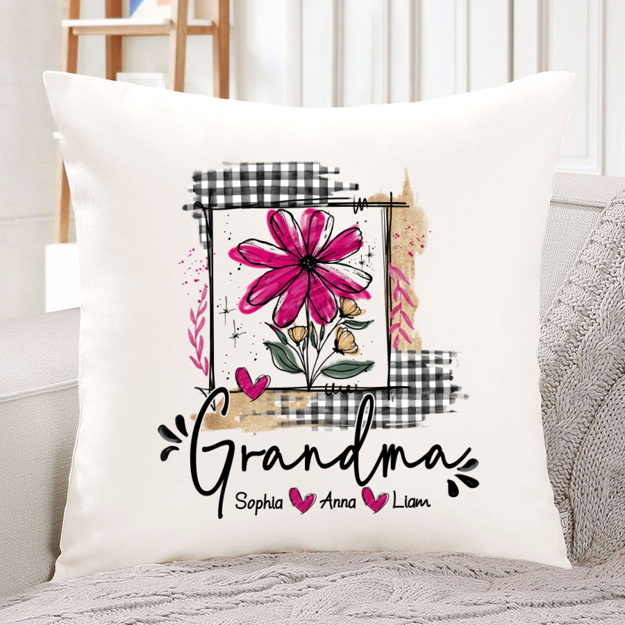 Artistic Checkered Wildflowers As A Gift For Grandma And Kids LTP01 Indoor Pillow