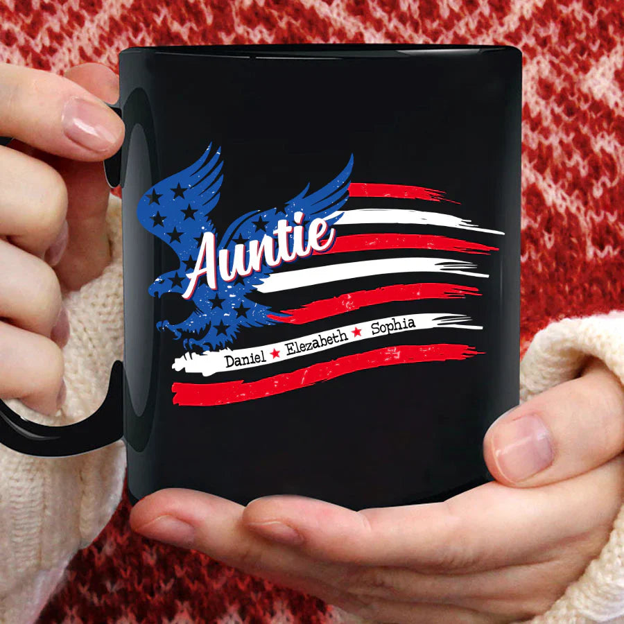 Auntie With Grandkids Names 4th Of July CTL94 Mug