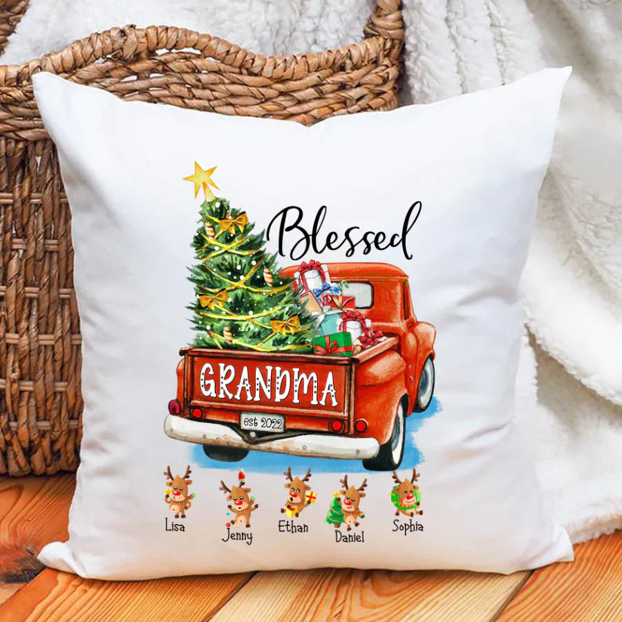 Blessed Grandma Est Christmas 2022 Tree Truck Indoor Pillow