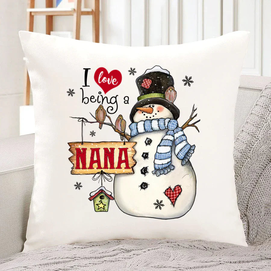 Godmerch Personalized I Love Being A Nana Snowman Indoor Pillow