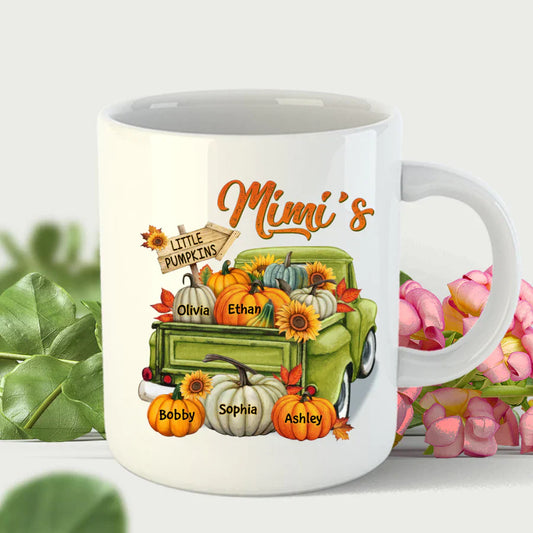 Fall Season Green Truck Mimi Personalized Mug