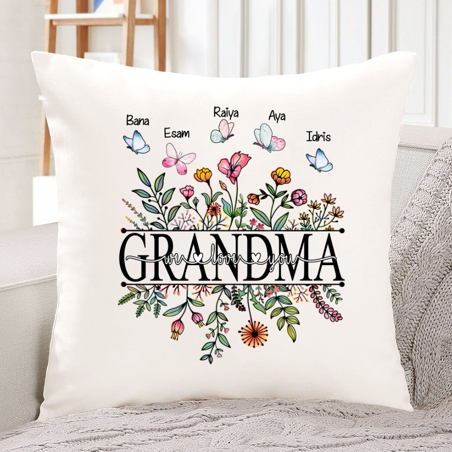 Grandma Flower We Love You Indoor Pillow