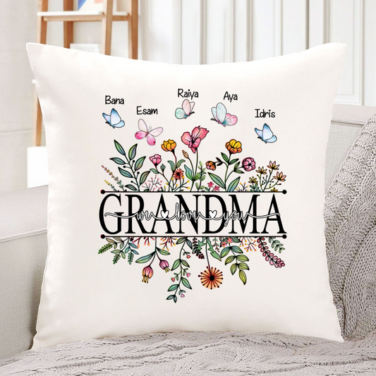 Grandma Flower We Love You Indoor Pillow