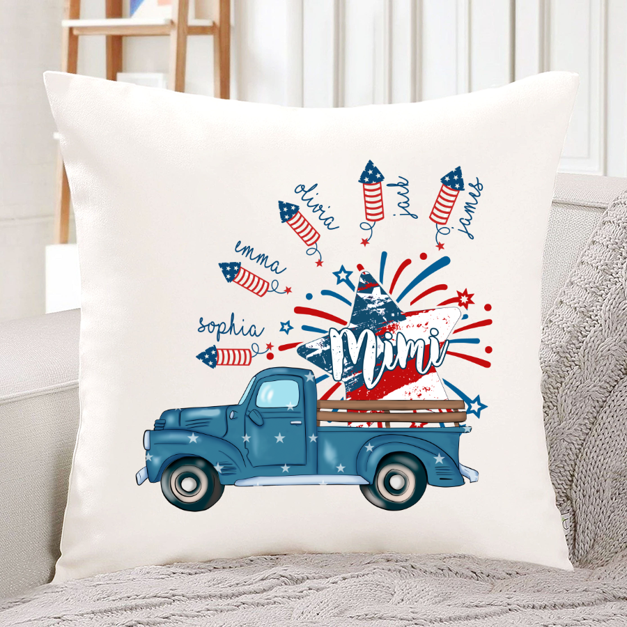 Grandma Truck Star 4th Of July and grandkids CL01 Indoor Pillow