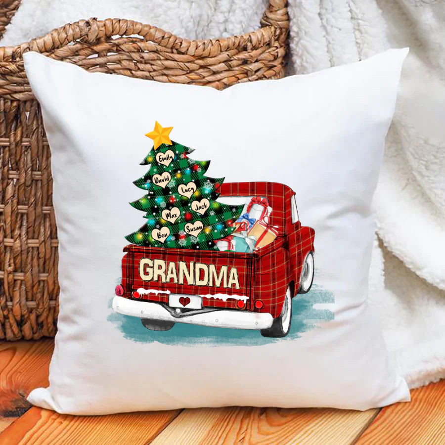 Grandma and Grandkids Christmas Truck 2022 Indoor Pillow