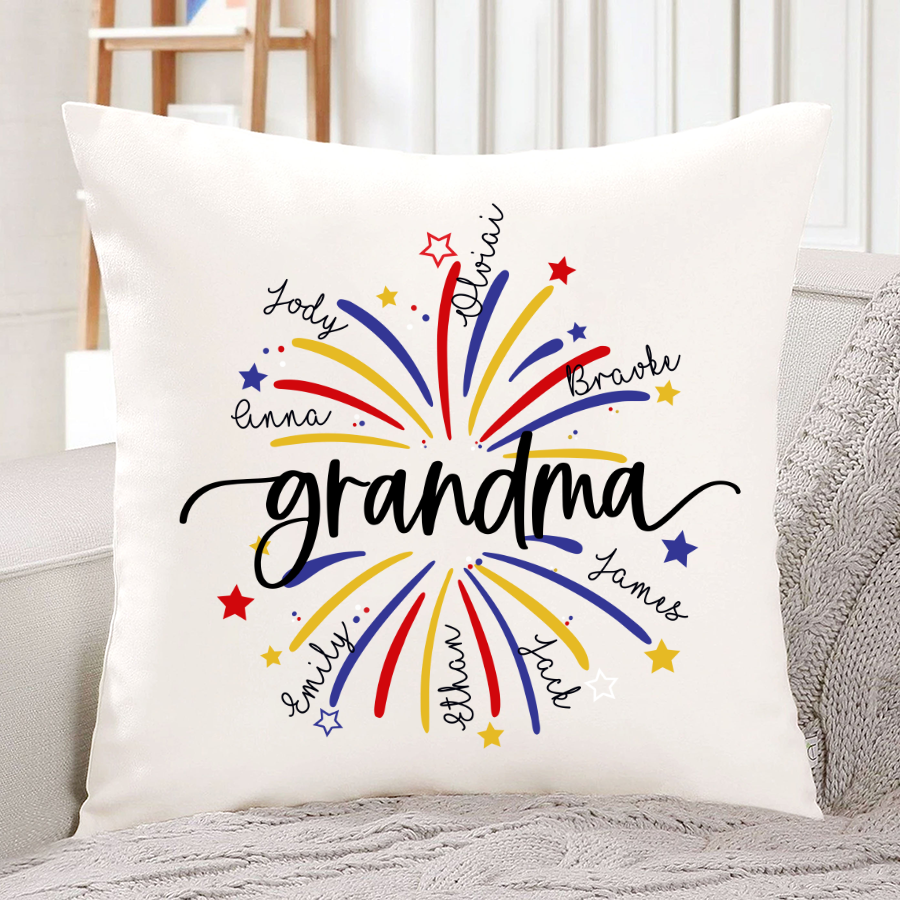 Grandma firework star And Grandkids 4th of july Indoor Pillow