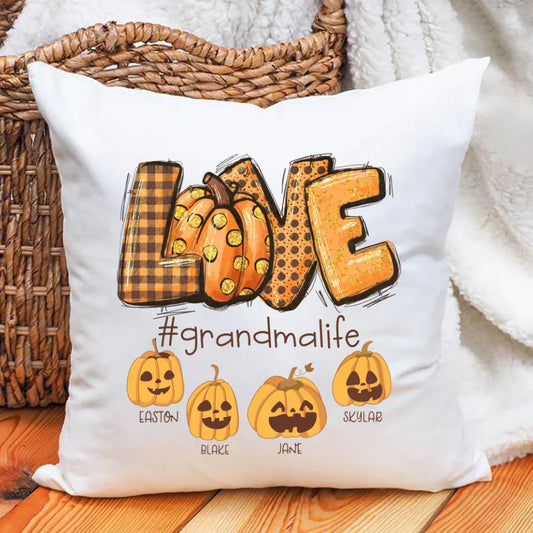 Love Grandma Life Autumn Pumpkins Indoor Pillow