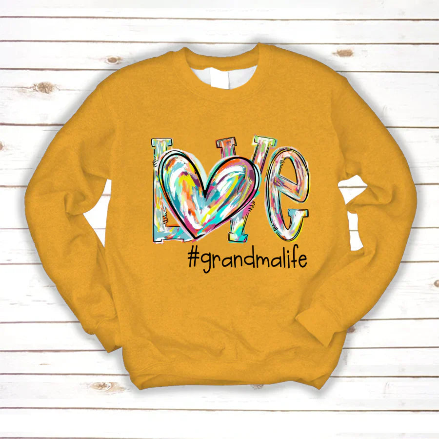 Love Grandma Life Fall Autumn Color Clipart Custom Sweatshirt