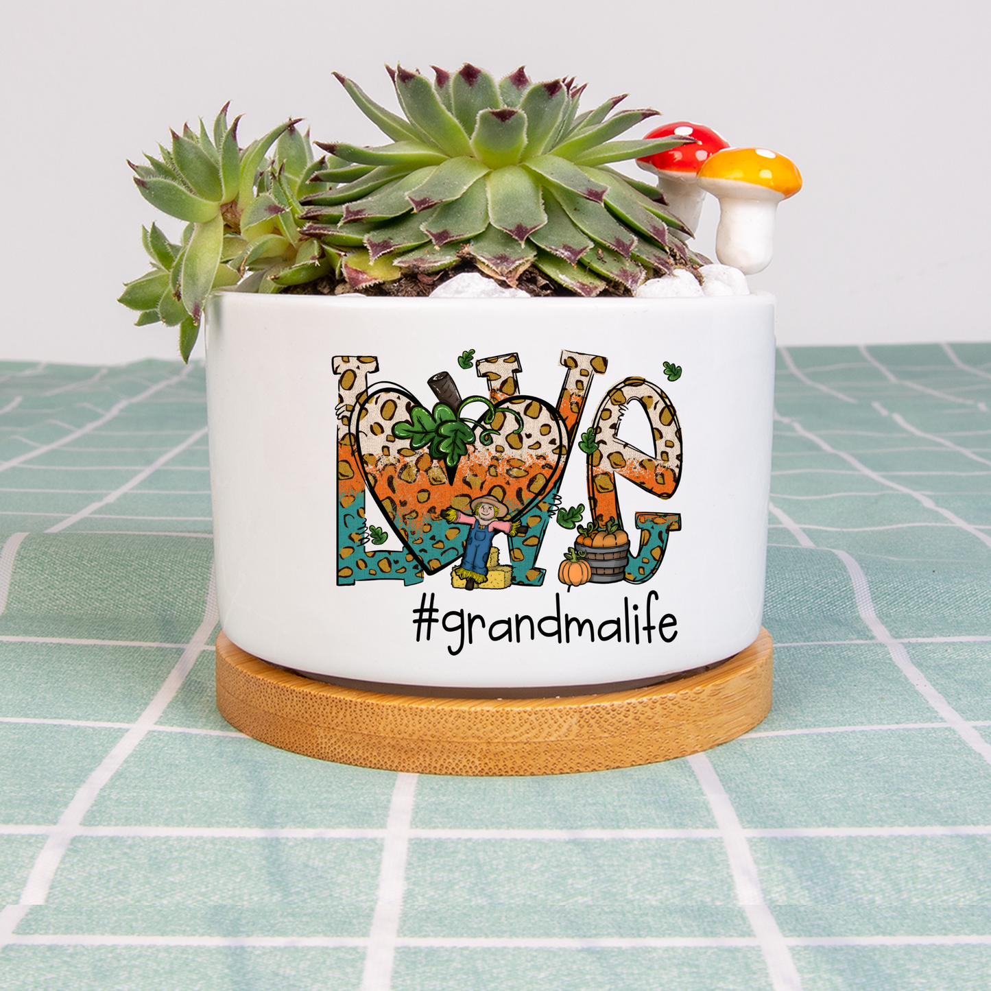 Love Grandmalife Leopard Leaves Pumpkin Plant Pot