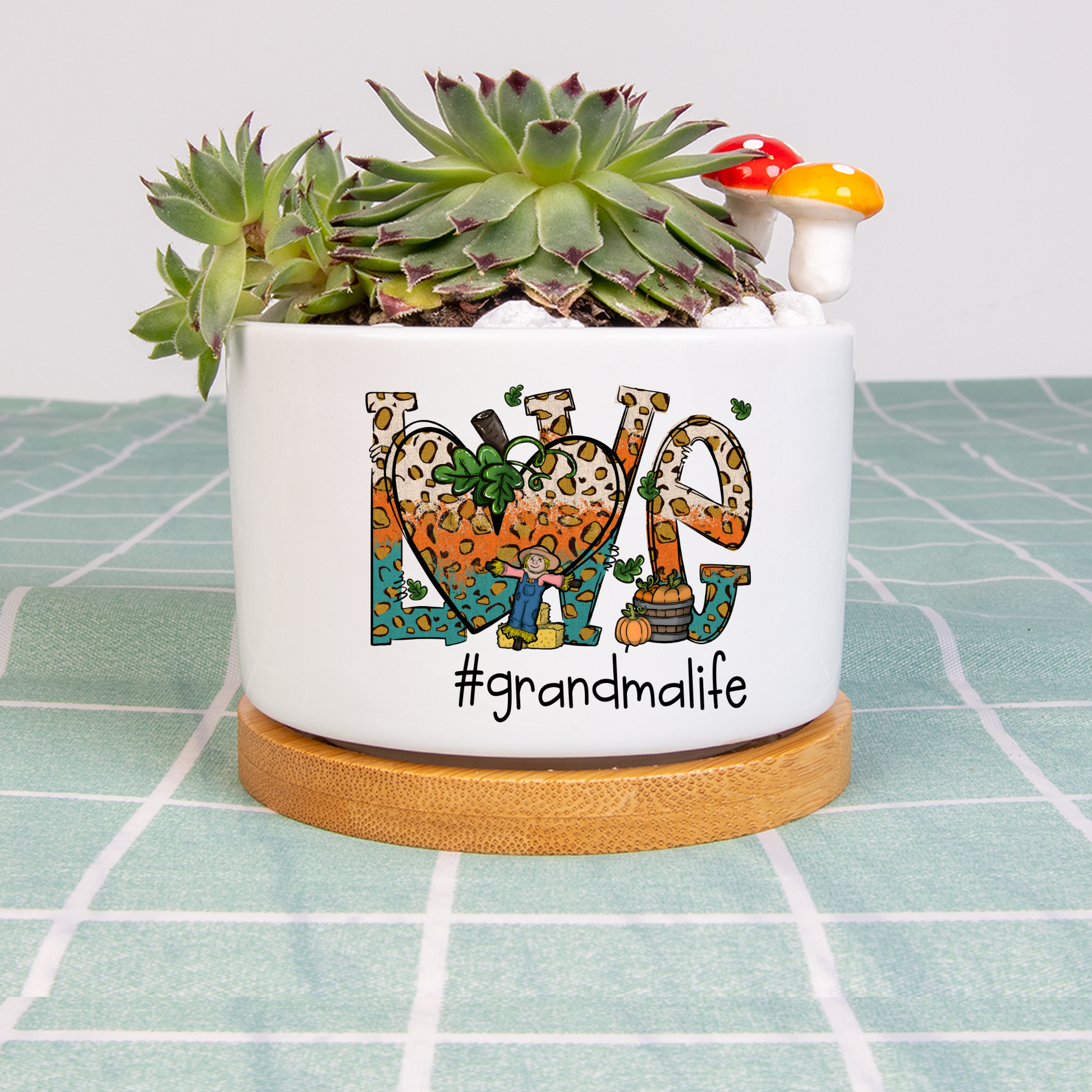 Love Grandmalife Leopard Leaves Pumpkin Plant Pot