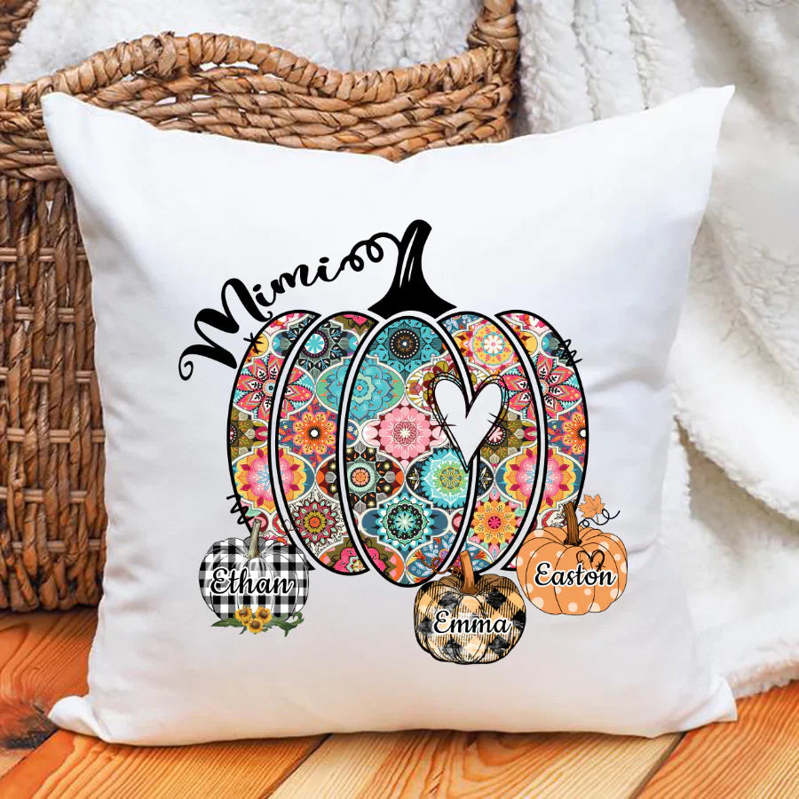 Mimi Pumpkins With Grandkids Flower Indoor Pillow