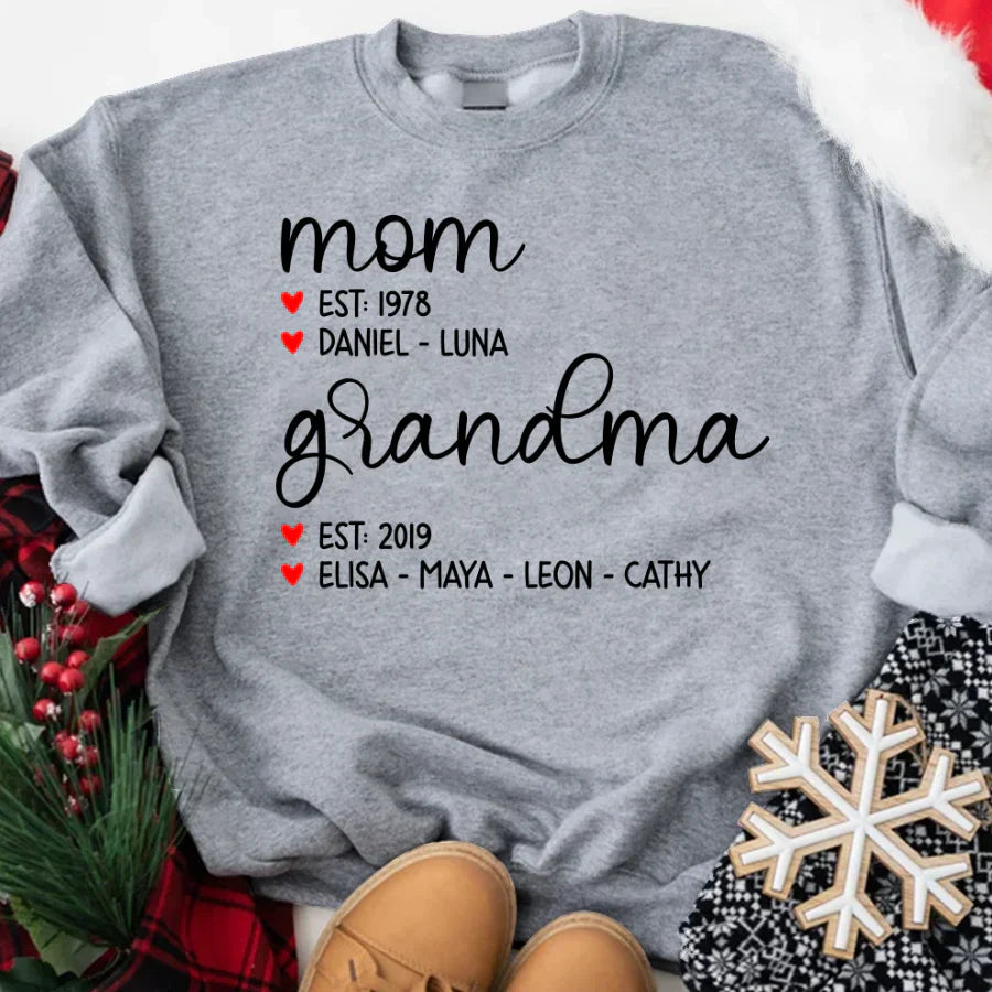 Mom Est Grandma Est And Kid  CTH01 Sweatshirt