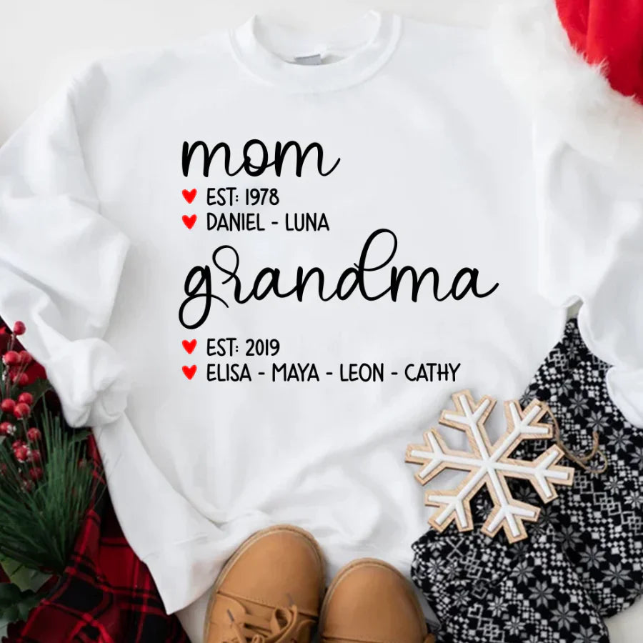 Mom Est Grandma Est And Kid  CTH01 Sweatshirt