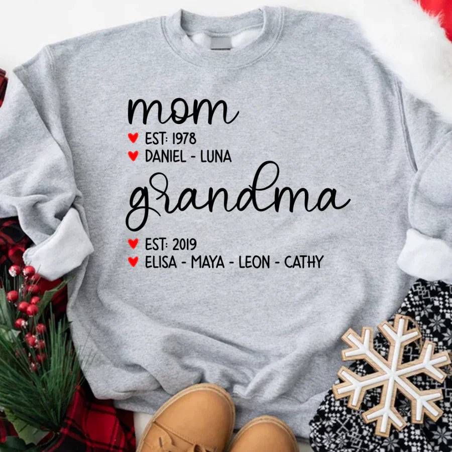 Mom Est Grandma Est And Kid  CTH01 Sweatshirt
