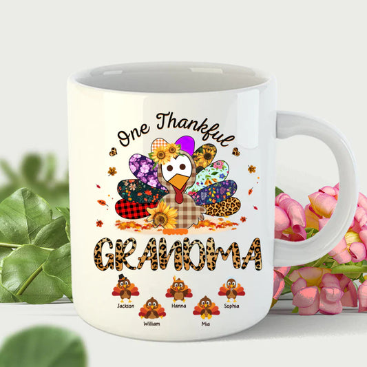 One Thankful Grandma Sunflower Turkey Mug