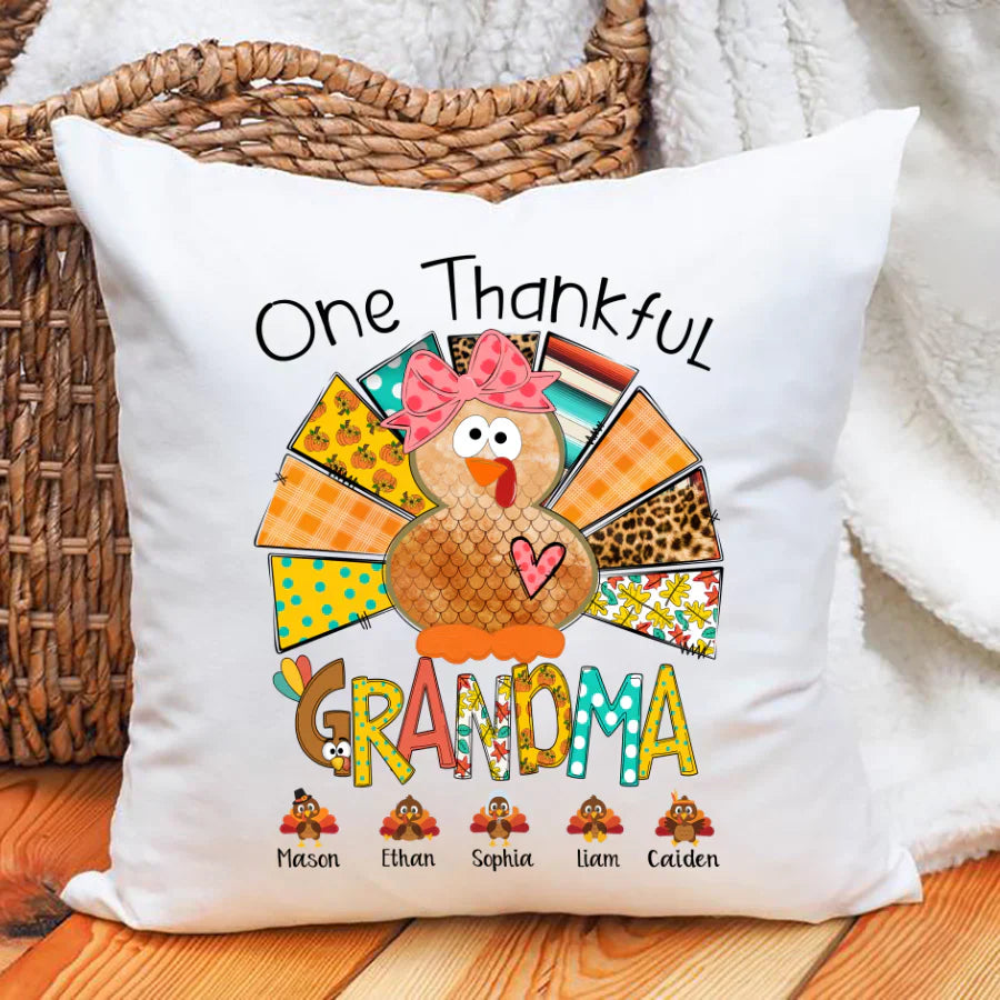 One Thankful Grandma Thanksgiving Turkey Indoor Pillow