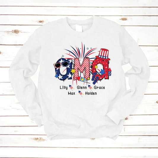 Patriotic Doodle 4th Of July Ama And Grandkid CTH01 Sweatshirt