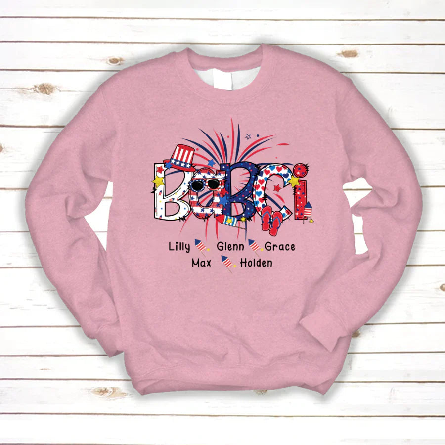 Patriotic Doodle 4th Of July Babci And Grandkid CTH01 Sweatshirt
