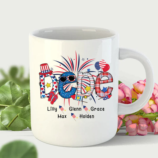Patriotic Doodle 4th Of July Dede And Grandkid CTH01 Mug