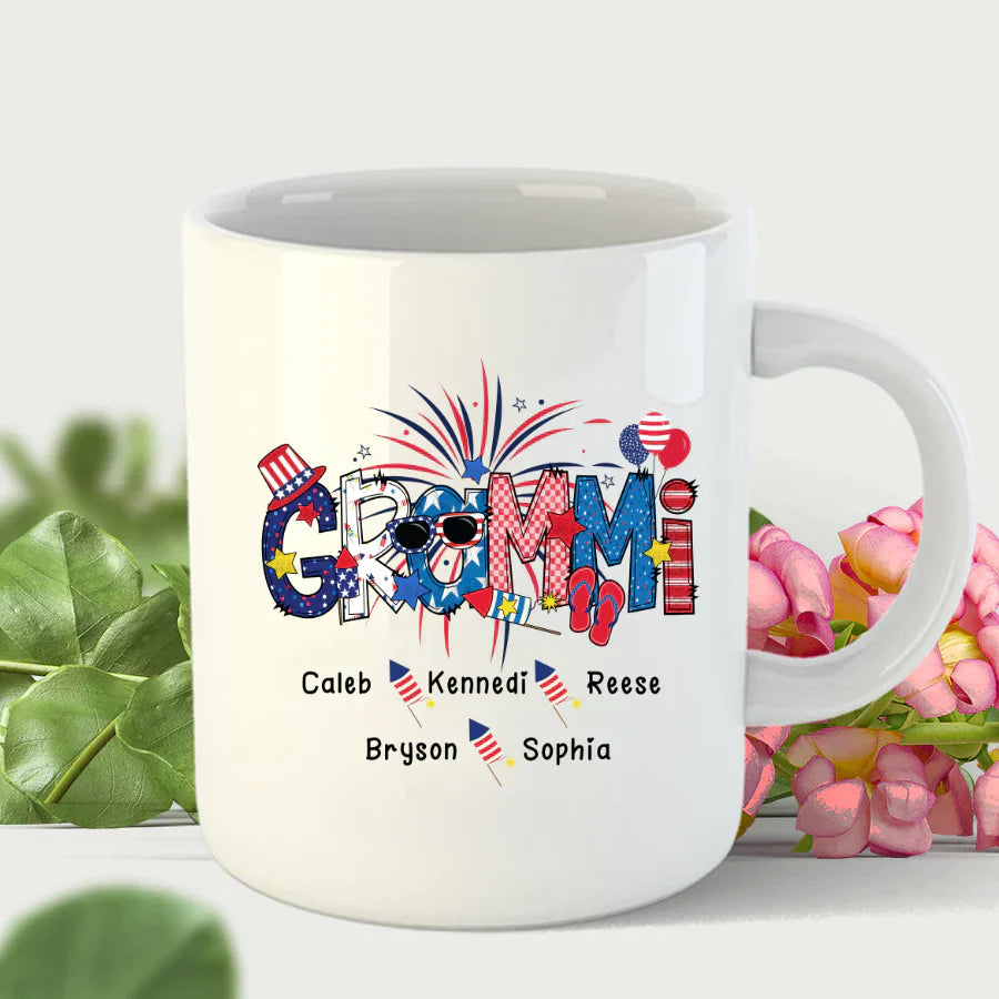 Patriotic Doodle 4th Of July GRAMMI And Grandkid CTH01 Mug