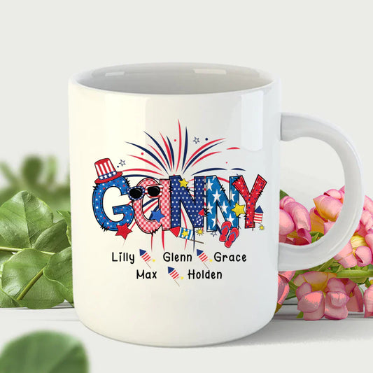 Patriotic Doodle 4th Of July Ganny And Grandkid CTH01 Mug