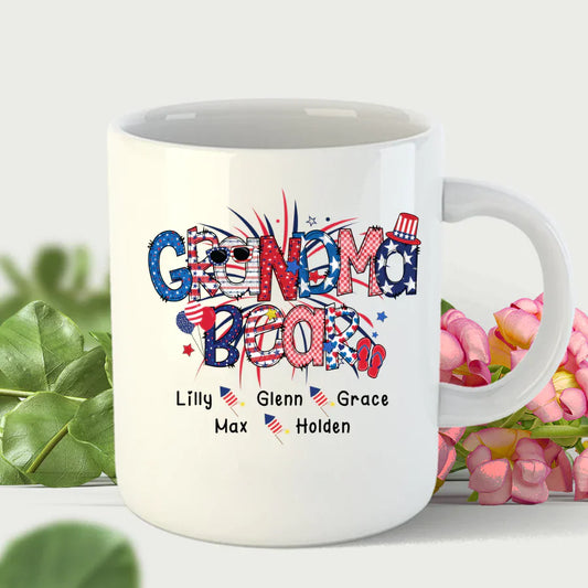 Patriotic Doodle 4th Of July Grandma Bear And Grandkid CTH01 Mug