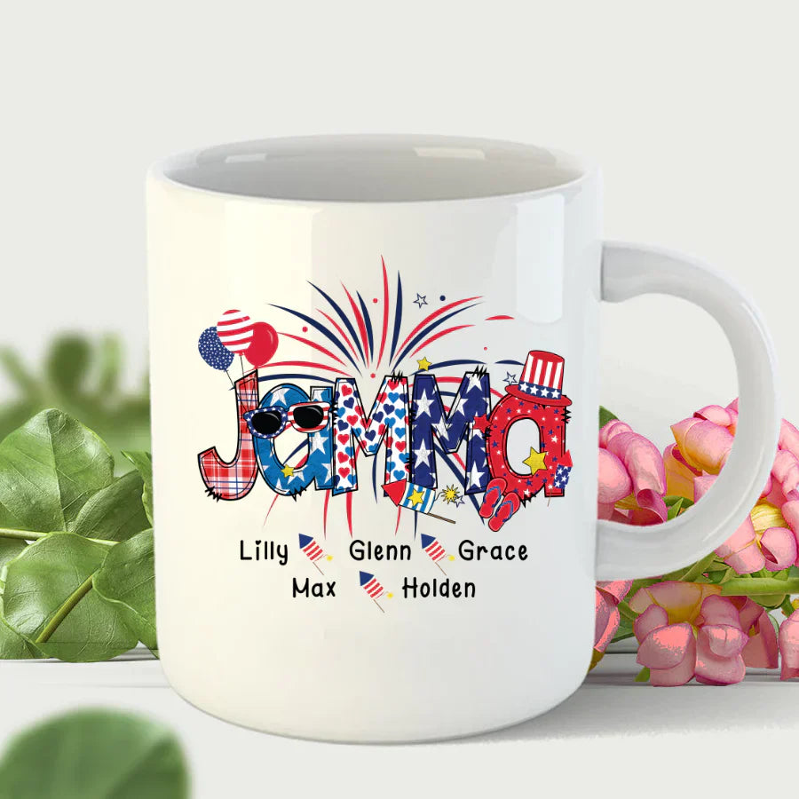 Patriotic Doodle 4th Of July Jamma And Grandkid CTH01 Mug