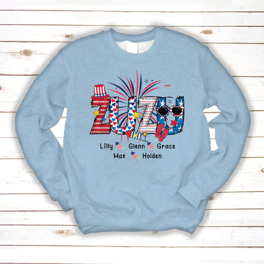Patriotic Doodle 4th Of July Zuzu And Grandkid CTH01 Sweatshirt