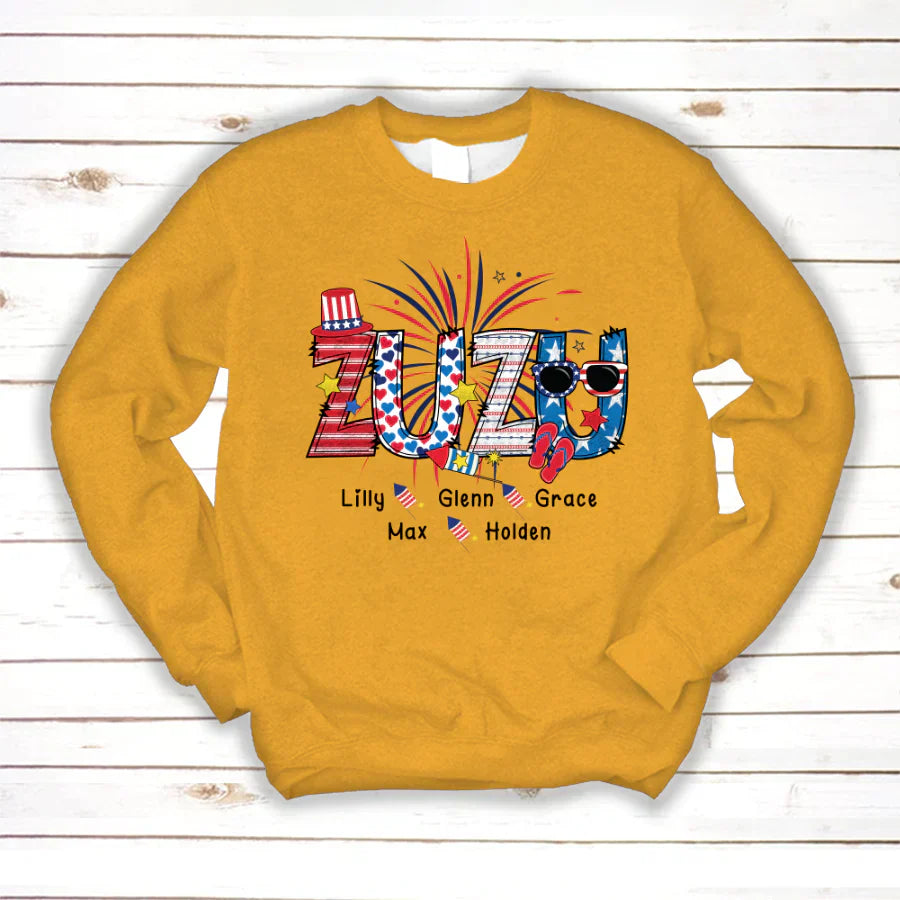Patriotic Doodle 4th Of July Zuzu And Grandkid CTH01 Sweatshirt