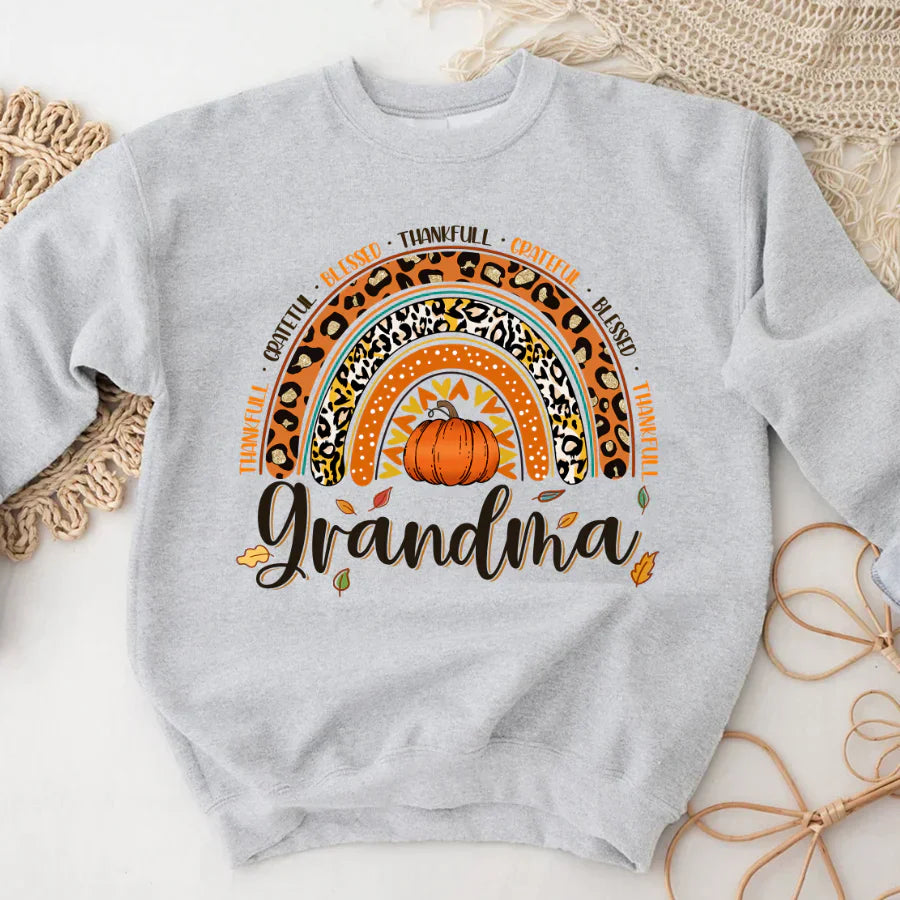 Rainbow Thankfull Grateful Blessed Grandma CTH01 Sweatshirt