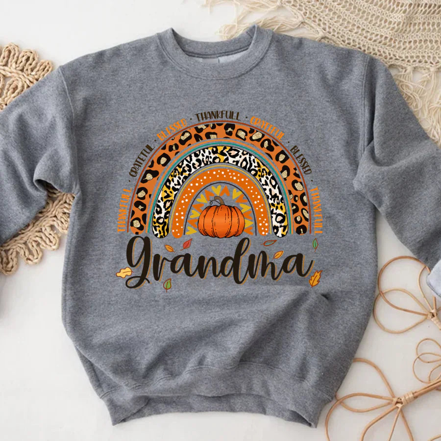 Rainbow Thankfull Grateful Blessed Grandma CTH01 Sweatshirt