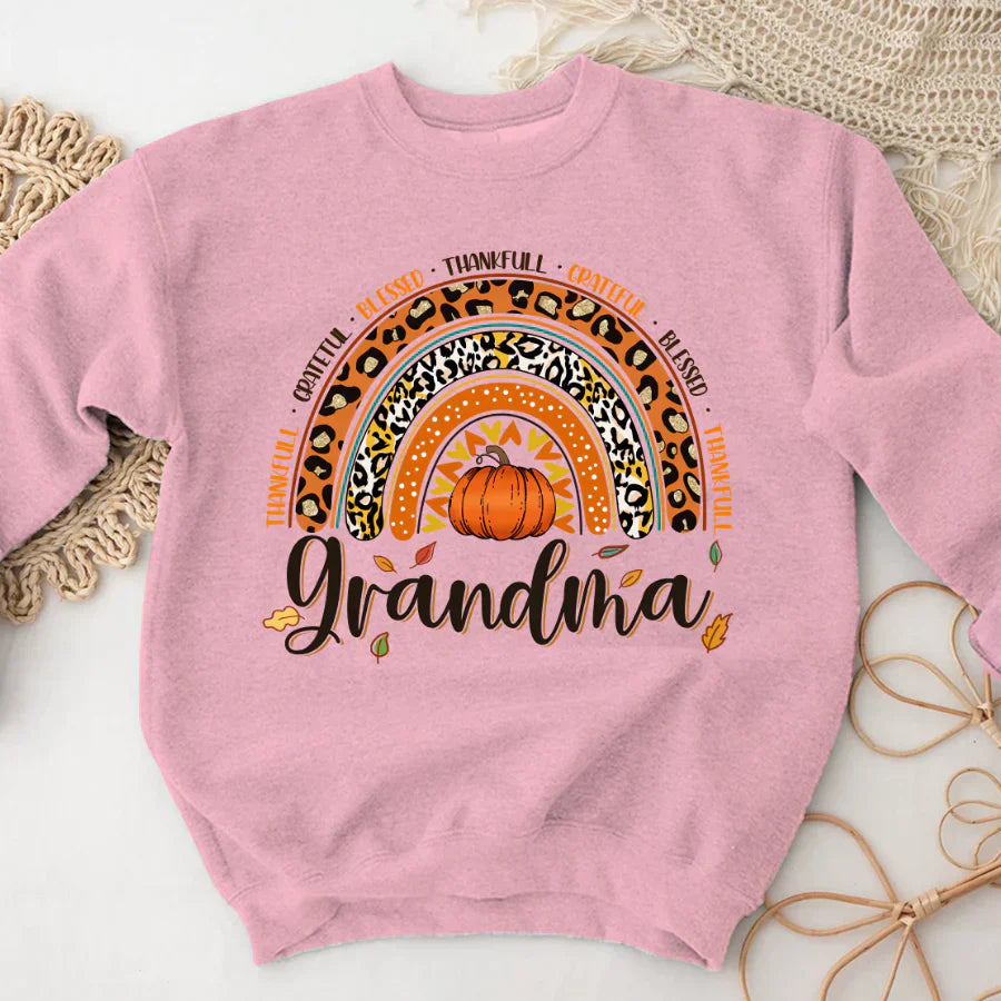 Rainbow Thankfull Grateful Blessed Grandma CTH01 Sweatshirt