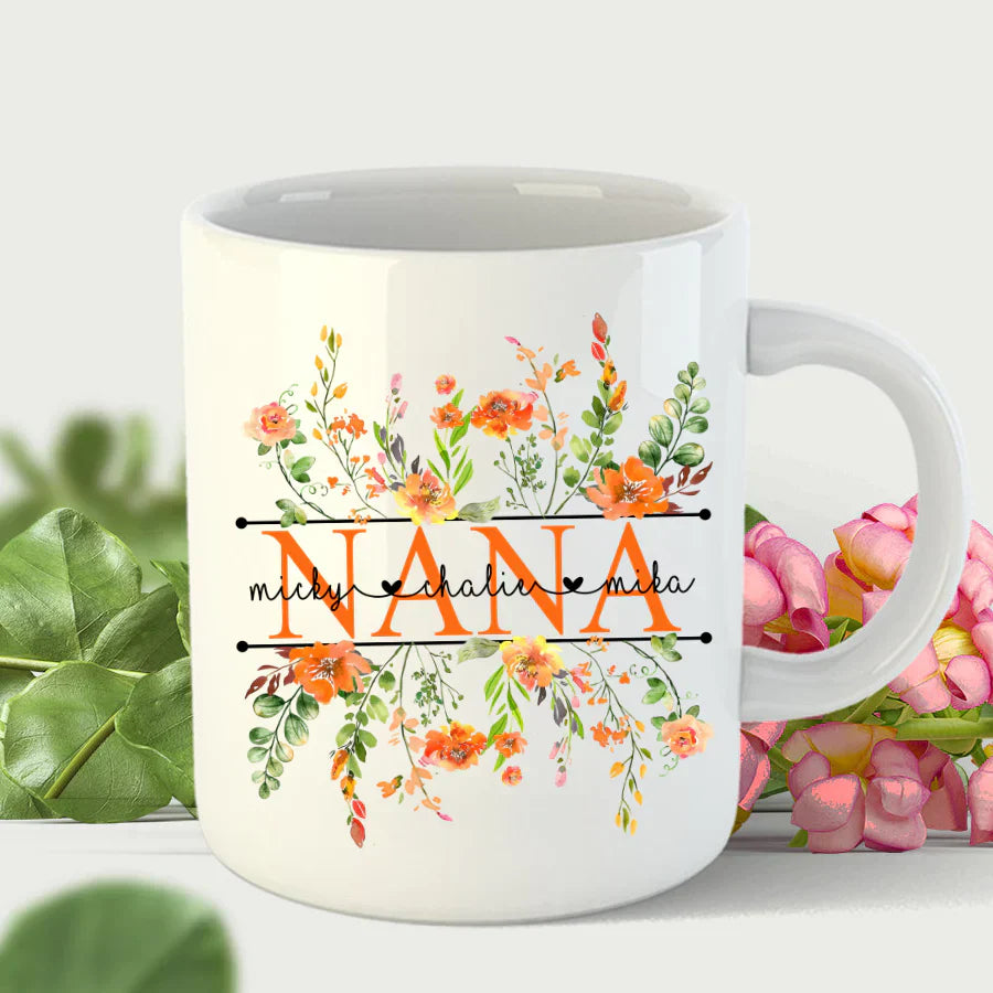 Summer Flowers Nana And Grandkids CTH01 Mug