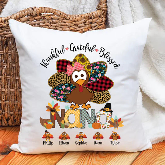 Thankful Greatful Blessed Nana Turkey 2022 Indoor Pillow