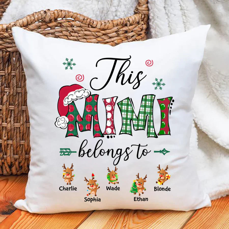 This Mimi Belongs to Christmas Reindeer Indoor Pillow