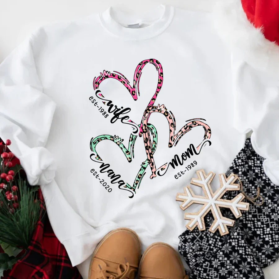 Wife Mom Nana Est Heart CTH01 Sweatshirt