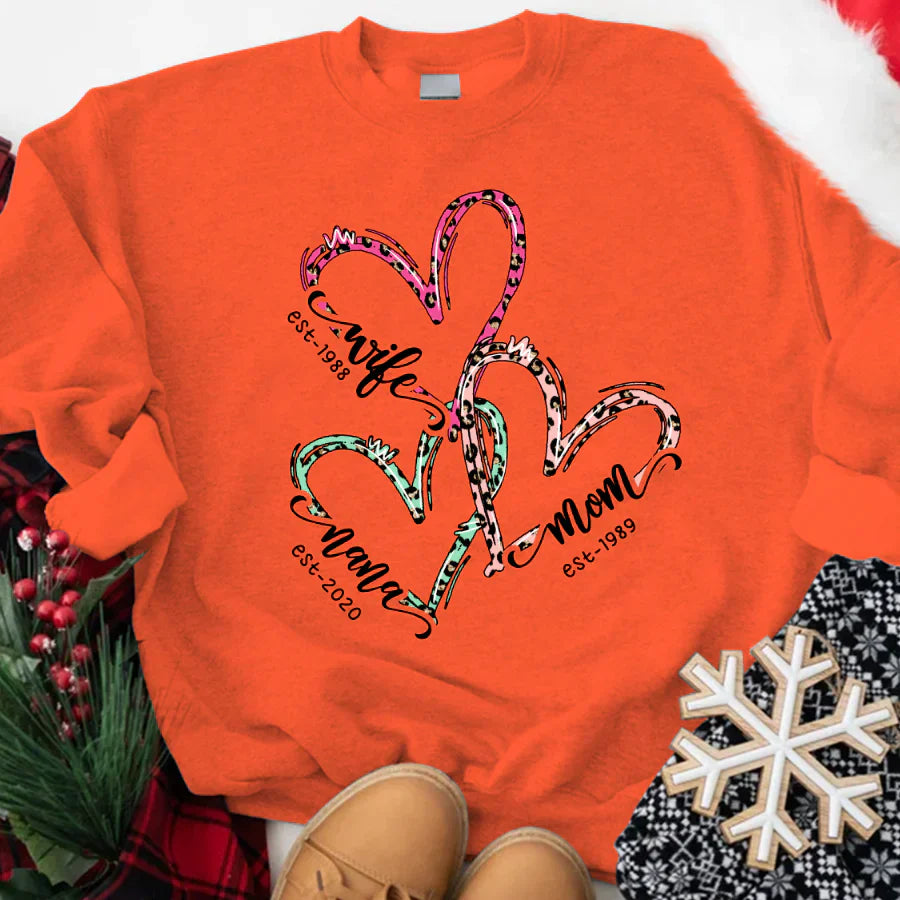 Wife Mom Nana Est Heart CTH01 Sweatshirt