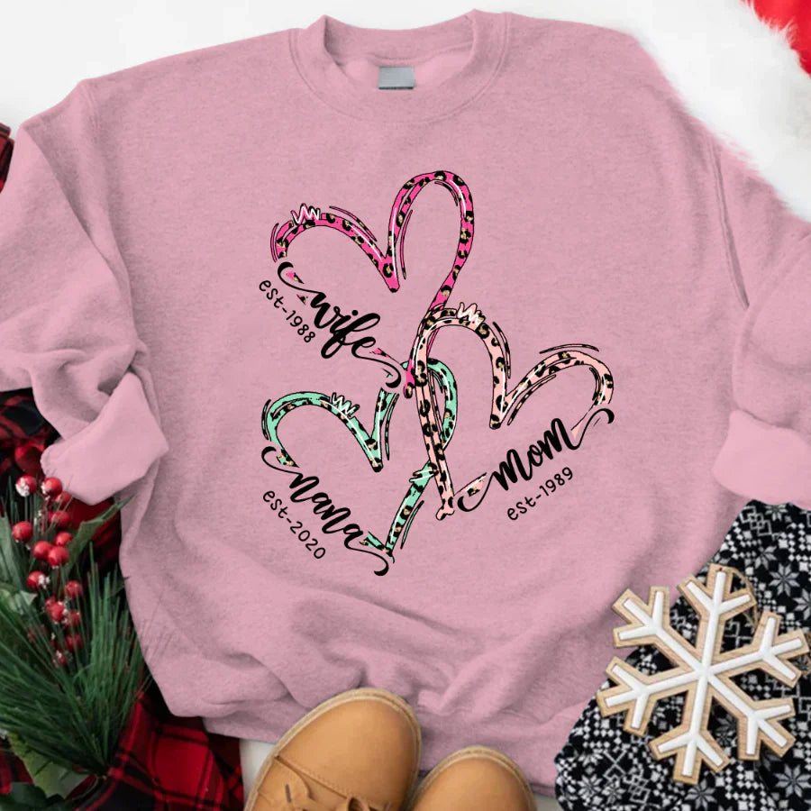 Wife Mom Nana Est Heart CTH01 Sweatshirt
