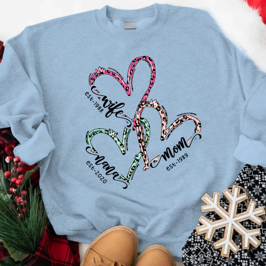Wife Mom Nana Est Heart CTH01 Sweatshirt