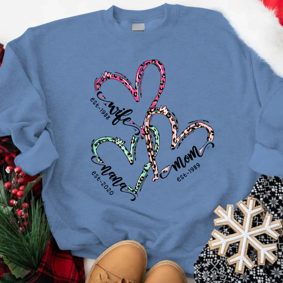 Wife Mom Nana Est Heart CTH01 Sweatshirt