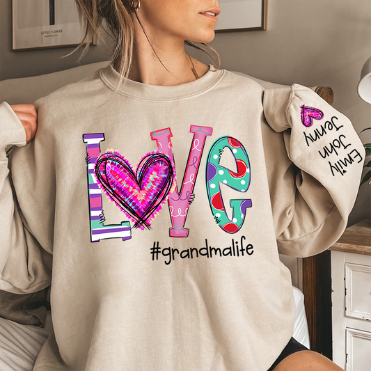 Love Grandma Life Heart Grandkids Sweatshirt