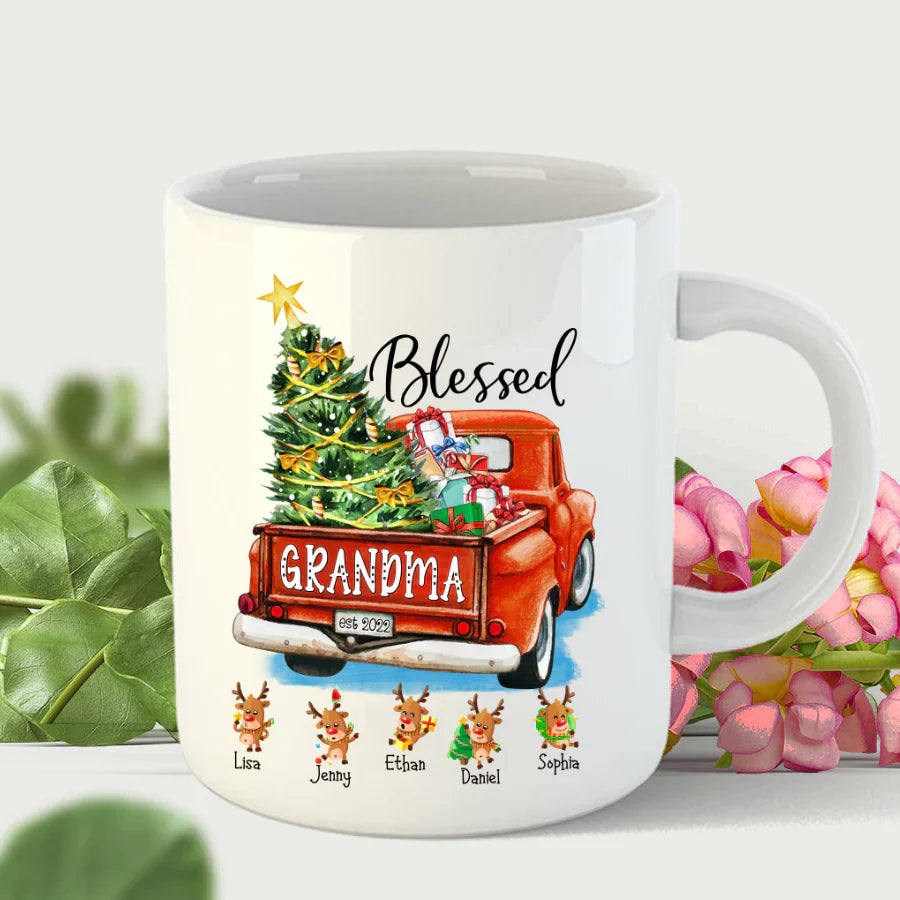 Blessed Grandma Est Christmas 2022 Tree Truck Mug