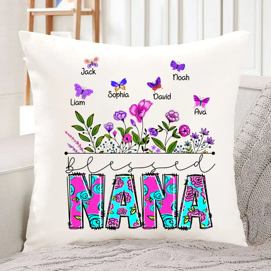 Blessed Nana Wildflowers And Butterflies Shirts For Grandma Indoor Pillow
