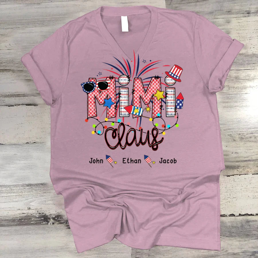 Christmas Mimi Claus And Kids CTH01 V-Neck